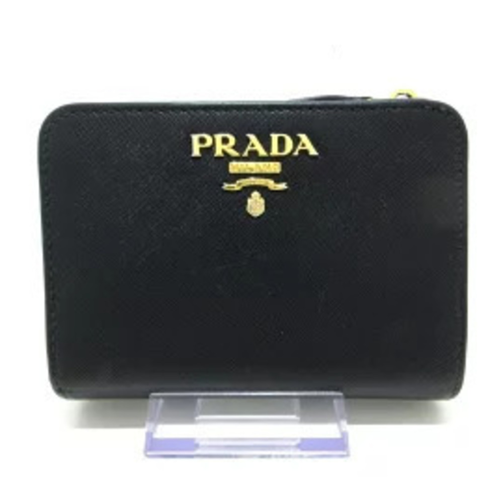 Prada Bi fold Wallet Black Saffiano Leather